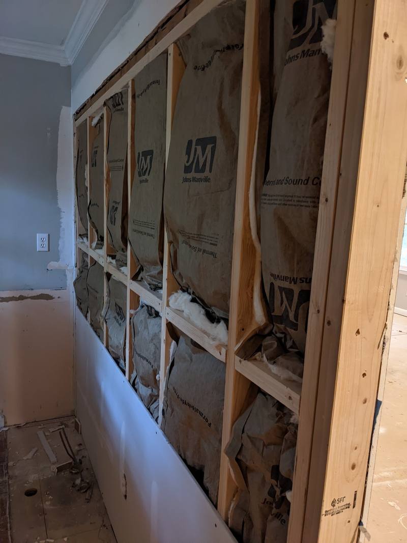 Wall framing and insulation during a remodel